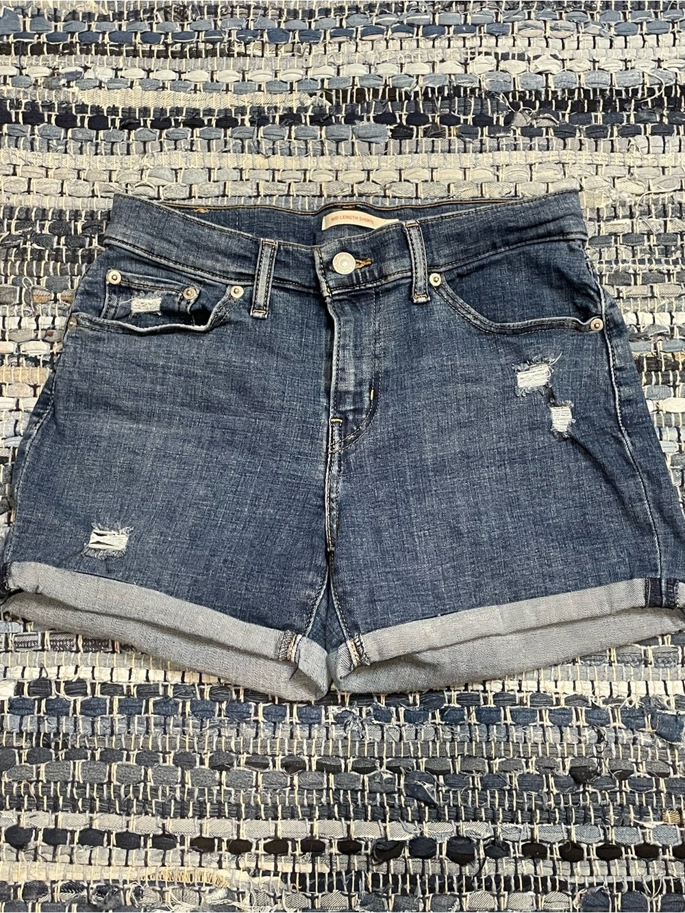 Levi's Dark Blue Denim Roll-Cuff Jean Shorts